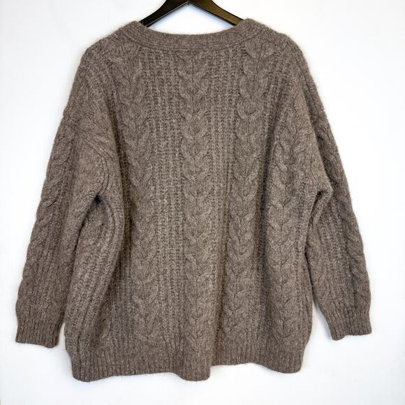 Cozy Earth Oversized Cardigan Sweater Yak Alpaca Merino Wool Brown $375 - M - Picture 6 of 9